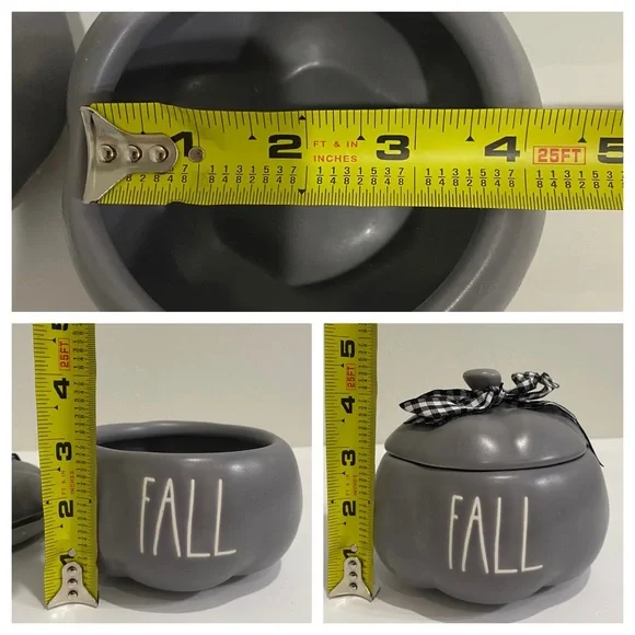 Rae Dunn Mini FALL holiday decor Pumpkin - Grey - 4 inch - Canister - Picture 10 of 10